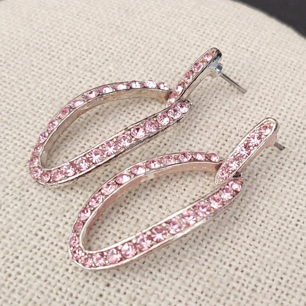 Monet pink crystal door knocker earrings